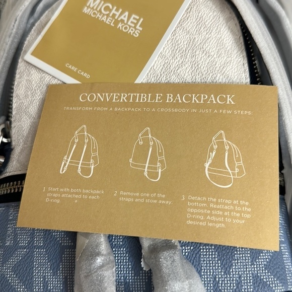 Michael Kors Rhea Mini Color-Block Logo Backpack Blue chambray Navy - Picture 6 of 9